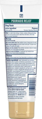 Back label of Gold Bond psoriasis cream detailing the 7 moisturizers and 3 vitamins formula