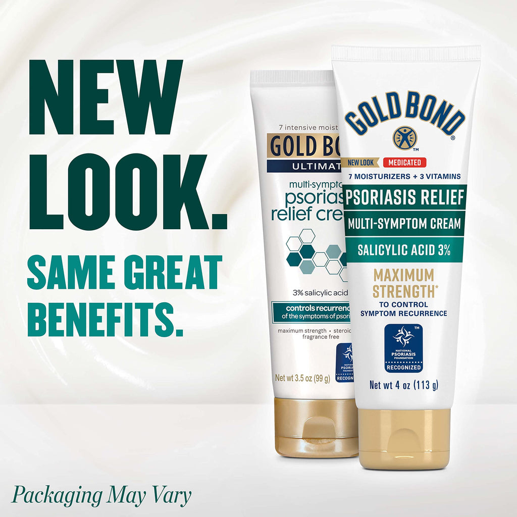 Gold Bond steroid free psoriasis relief cream tube for scaling and irritated skin care
