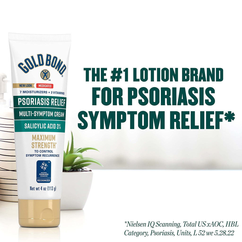 National Psoriasis Foundation recognized Gold Bond cream tube for controlling symptom recurrence