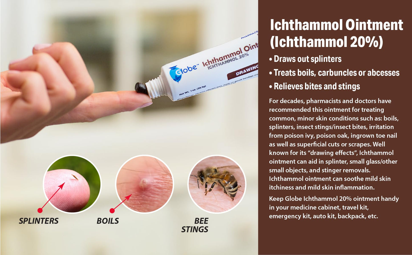 Authentic Globe USA imported drawing salve for eczema and acne care