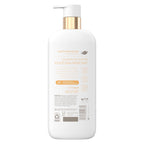Dove colloidal oatmeal body wash pump dispenser details highlighting the five percent nourishing serum benefits