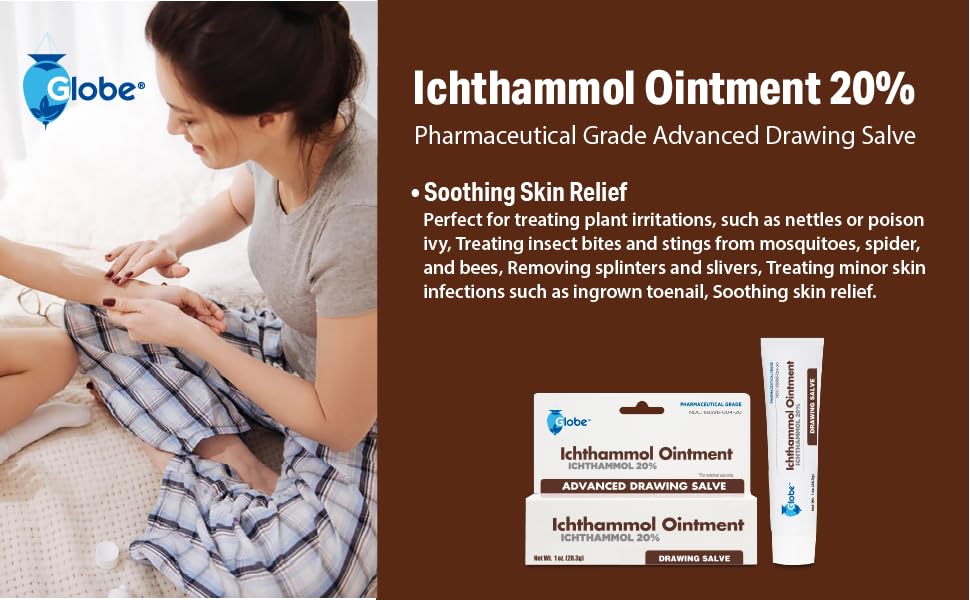 Topical ichthammol twenty percent salve for soothing insect bites