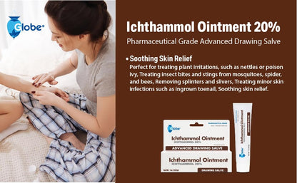 Topical ichthammol twenty percent salve for soothing insect bites