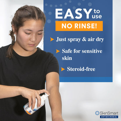 Back label of SkinSmart Eczema Therapy showing directions and clear liquid ingredients.