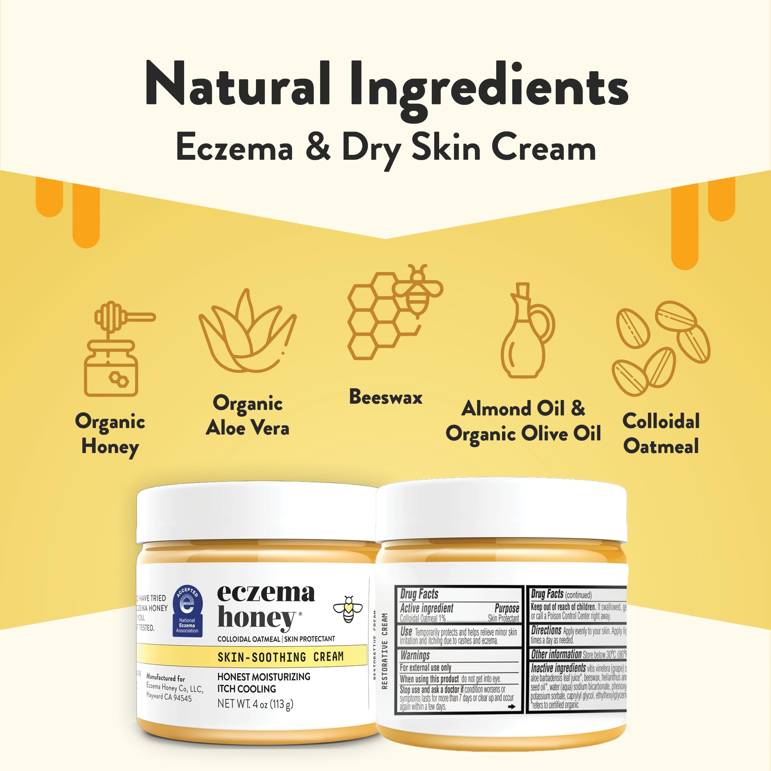 Eczema Honey organic hand and body lotion texture showing rich consistency