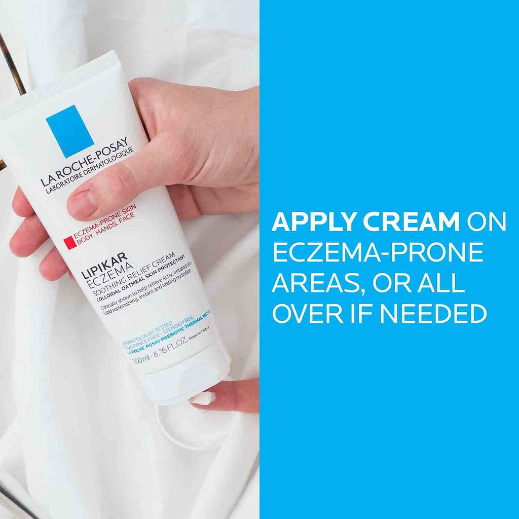 La Roche-Posay Lipikar colloidal oatmeal cream packaging for newborn and adult eczema relief