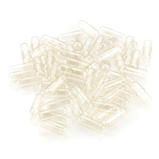Close up of clear size 1 empty vegetable capsules