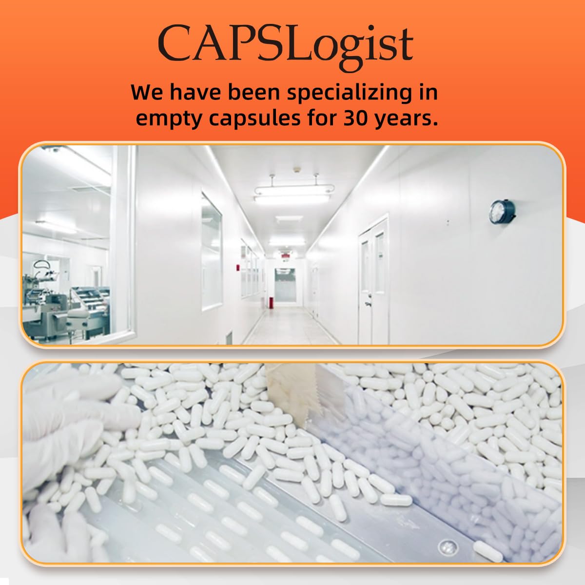 Close up of clear size 0 empty gelatin capsules