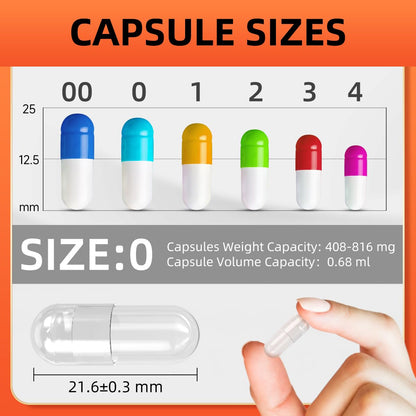 Empty gelatin pill capsules arranged for DIY filling