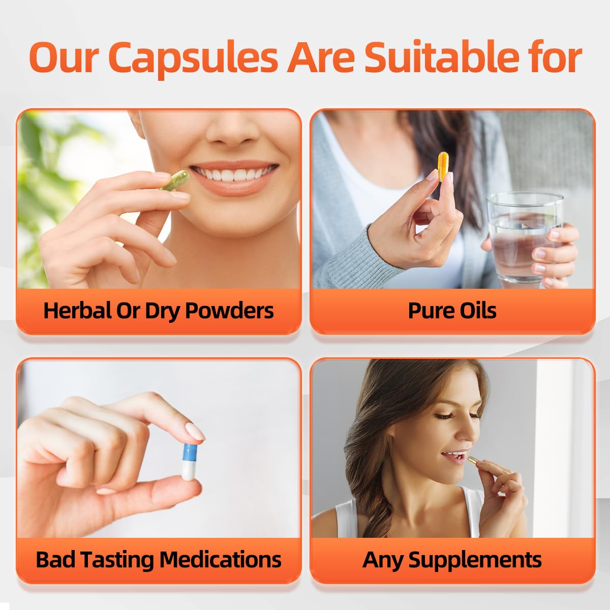 Vegan friendly clear empty capsules for health supplements