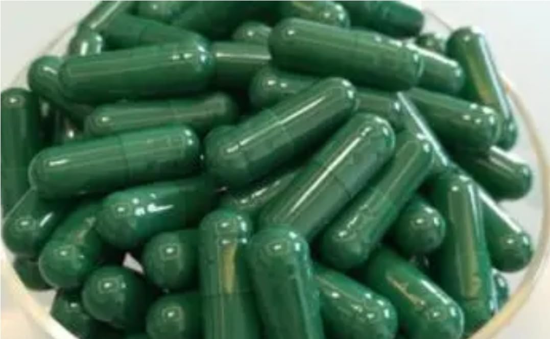 1000 count pack of empty dark green gelatin capsules by Magical Remedies