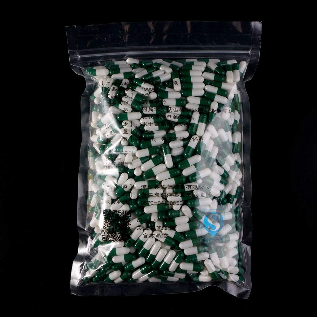 Open size 0 gelatin capsules showing filling technique
