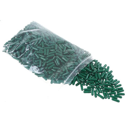 Close up of Capsule Castle empty green gelatin capsules size 2