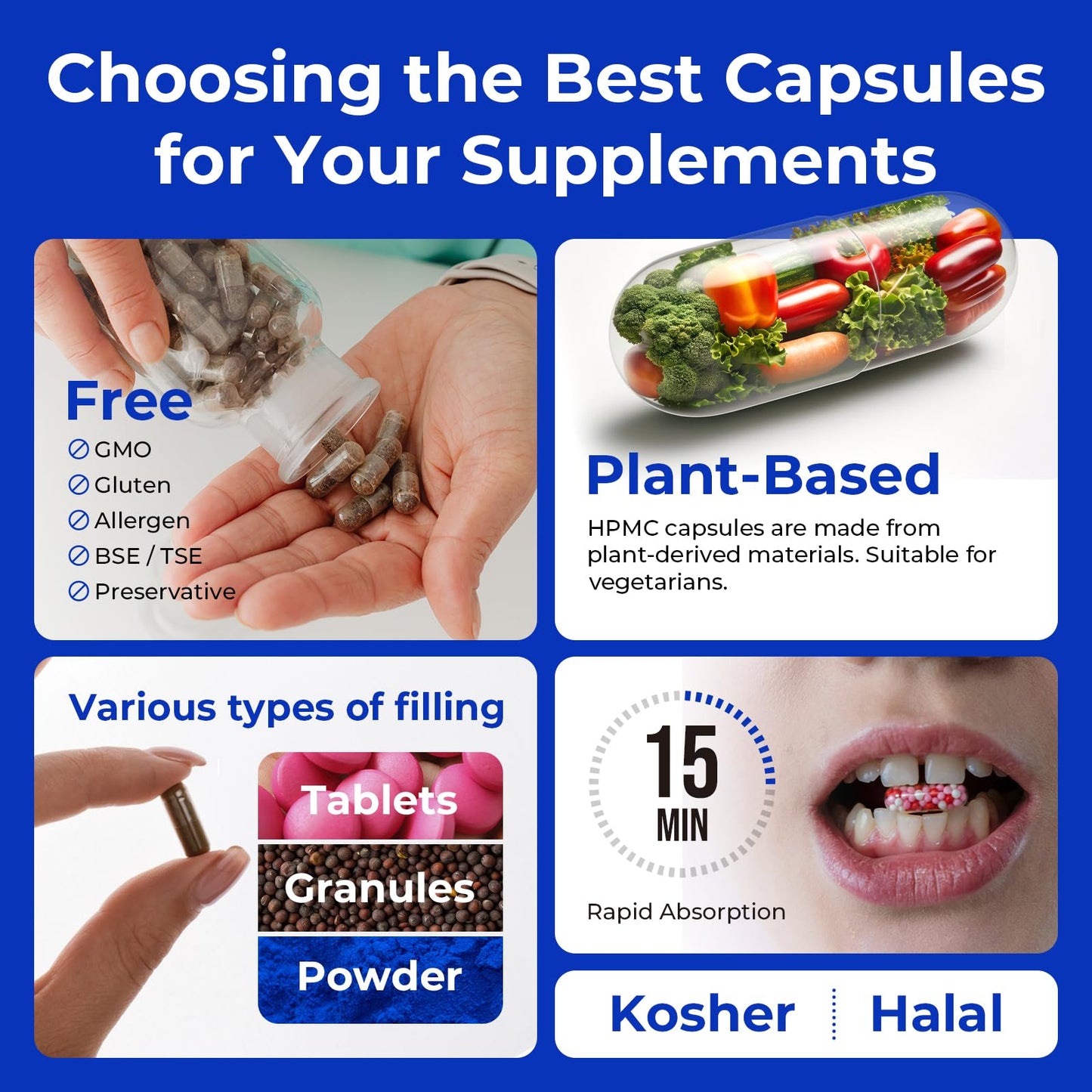 Close up of Atlemisme Size 1 vegetable capsules for supplements