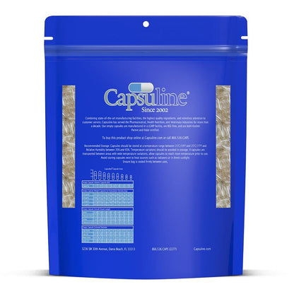 Side profile of Capsuline 00 size vegan capsules