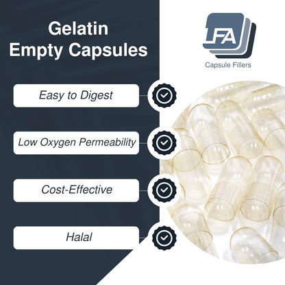 Side view of empty size 000 capsule halves
