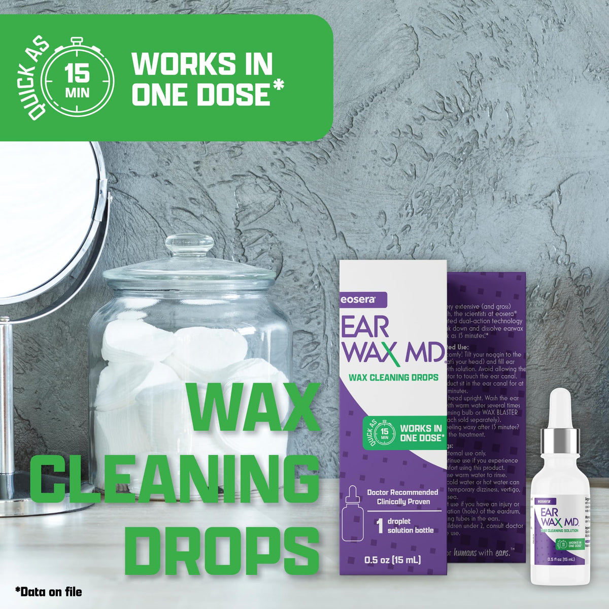 Earwax MD 15 mL bottle side profile