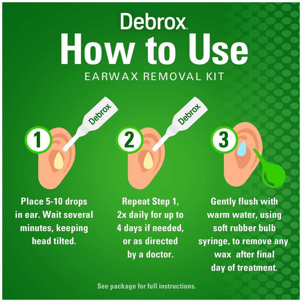 Debrox earwax removal kit side product packaging details