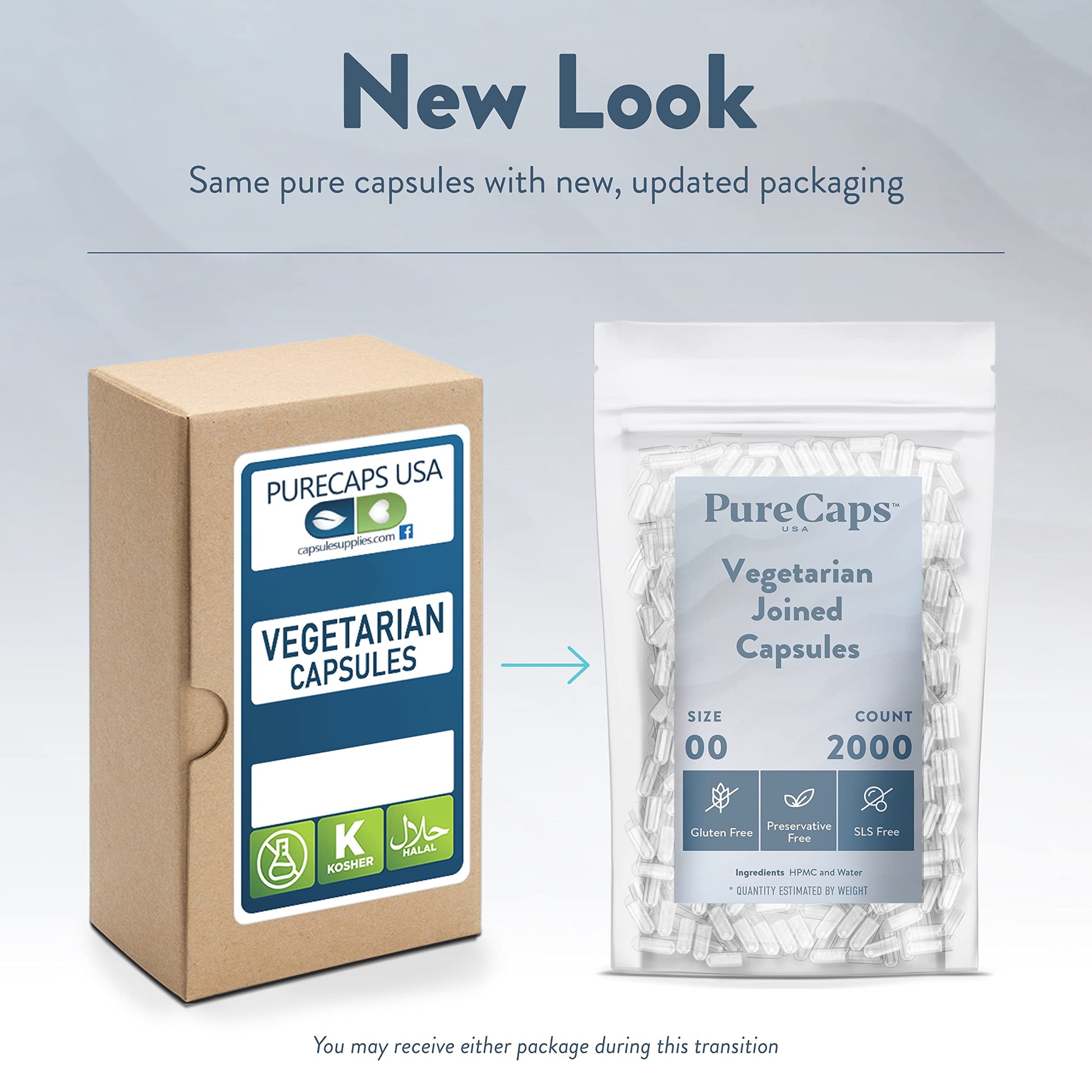 Top view of 500 count empty vegetarian capsule pack