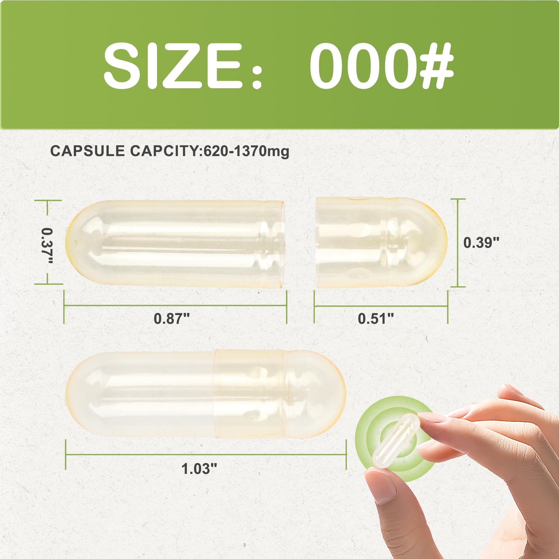 Clear empty vegan capsules size 000 for DIY supplements