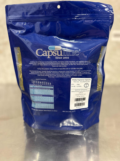 Capsuline Kosher and Halal certified vegan capsules yellow