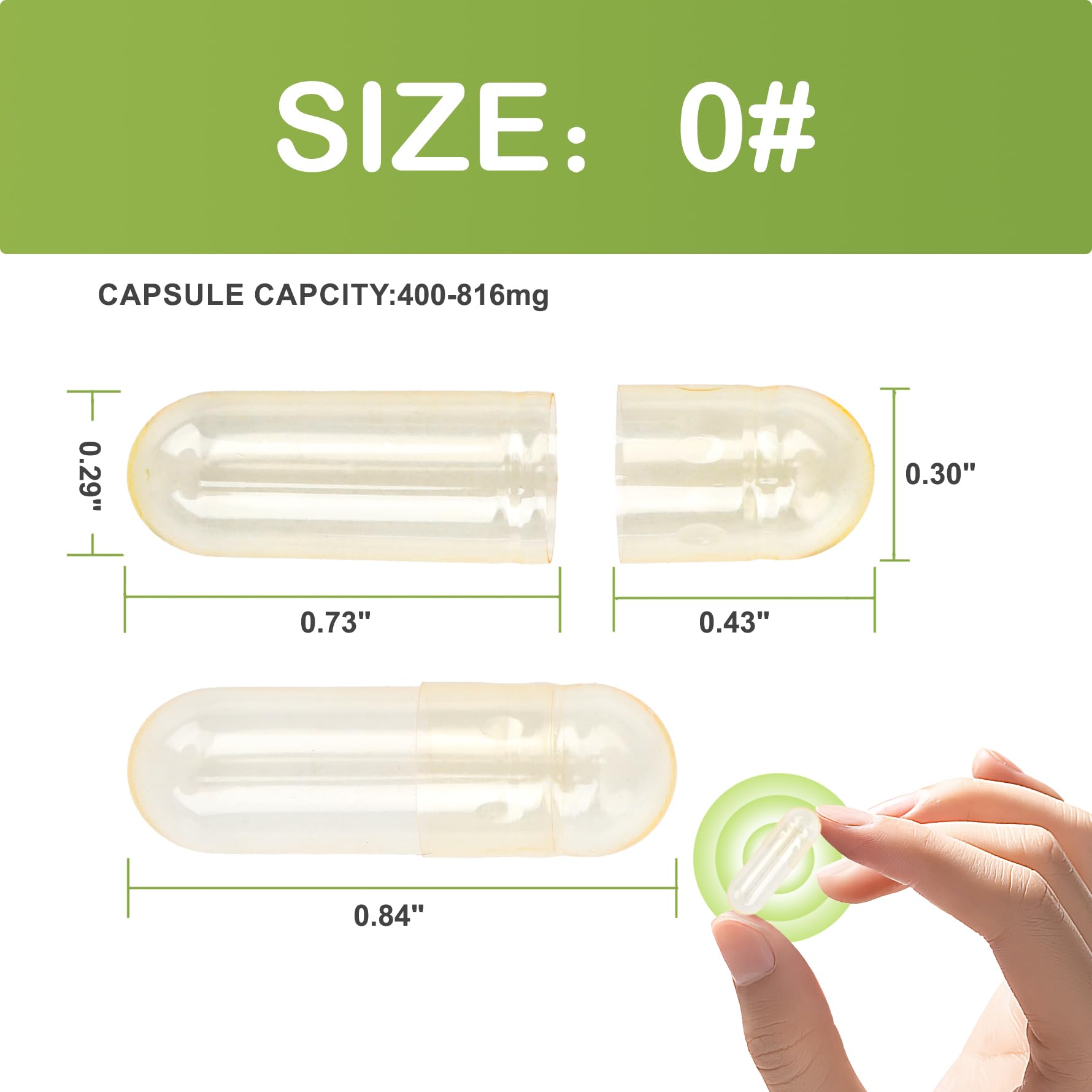 Close up of clear plant-based HPMC capsules