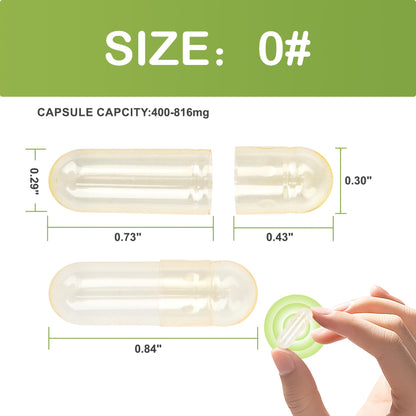 Close up of clear plant-based HPMC capsules