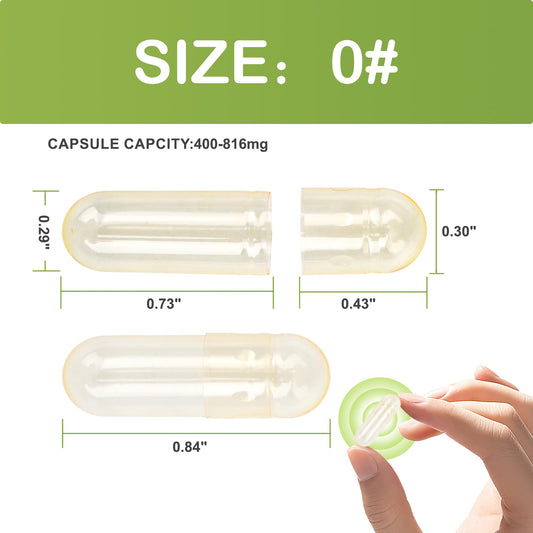 Close up of clear plant-based HPMC capsules