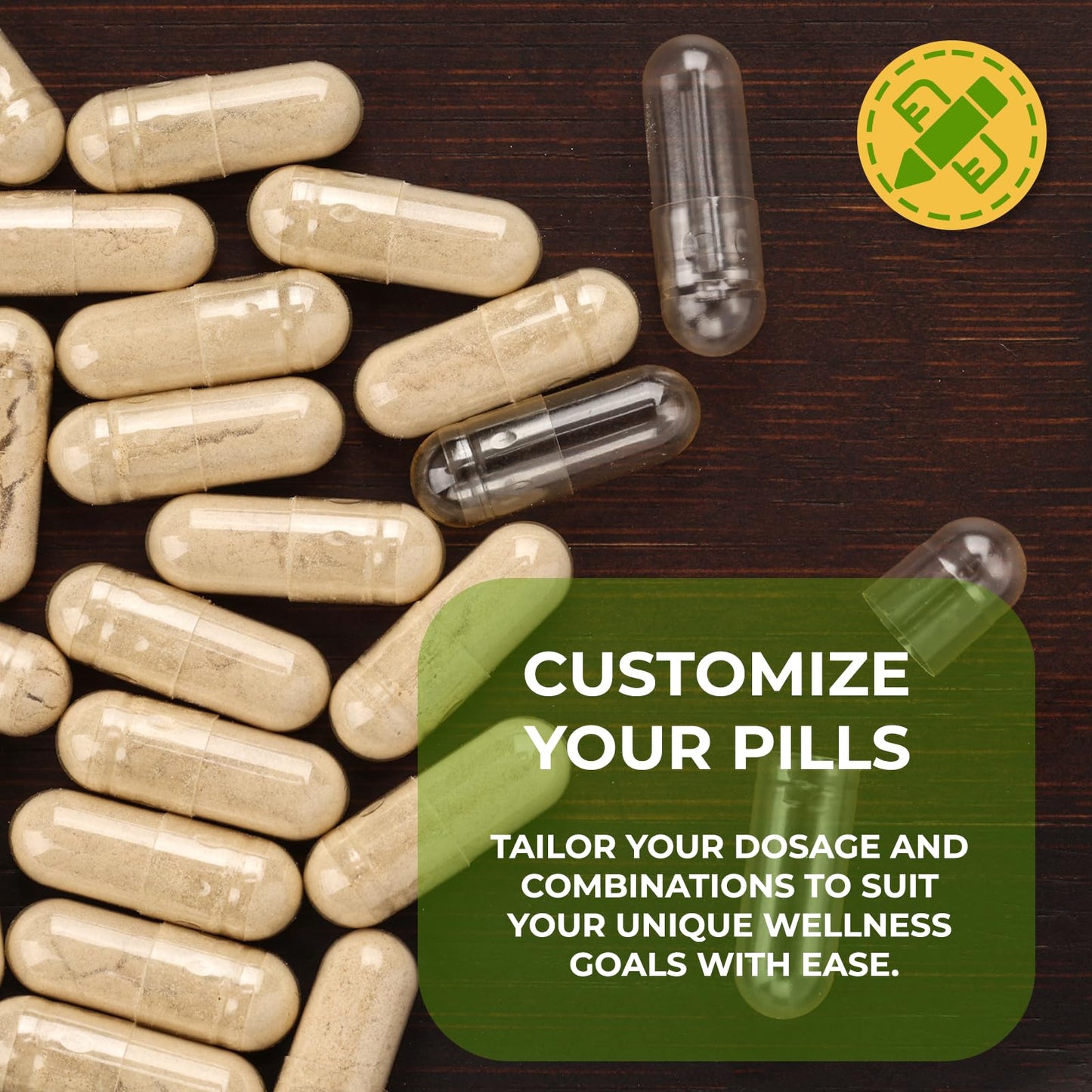 Professional set of size 0 clear veggie capsules