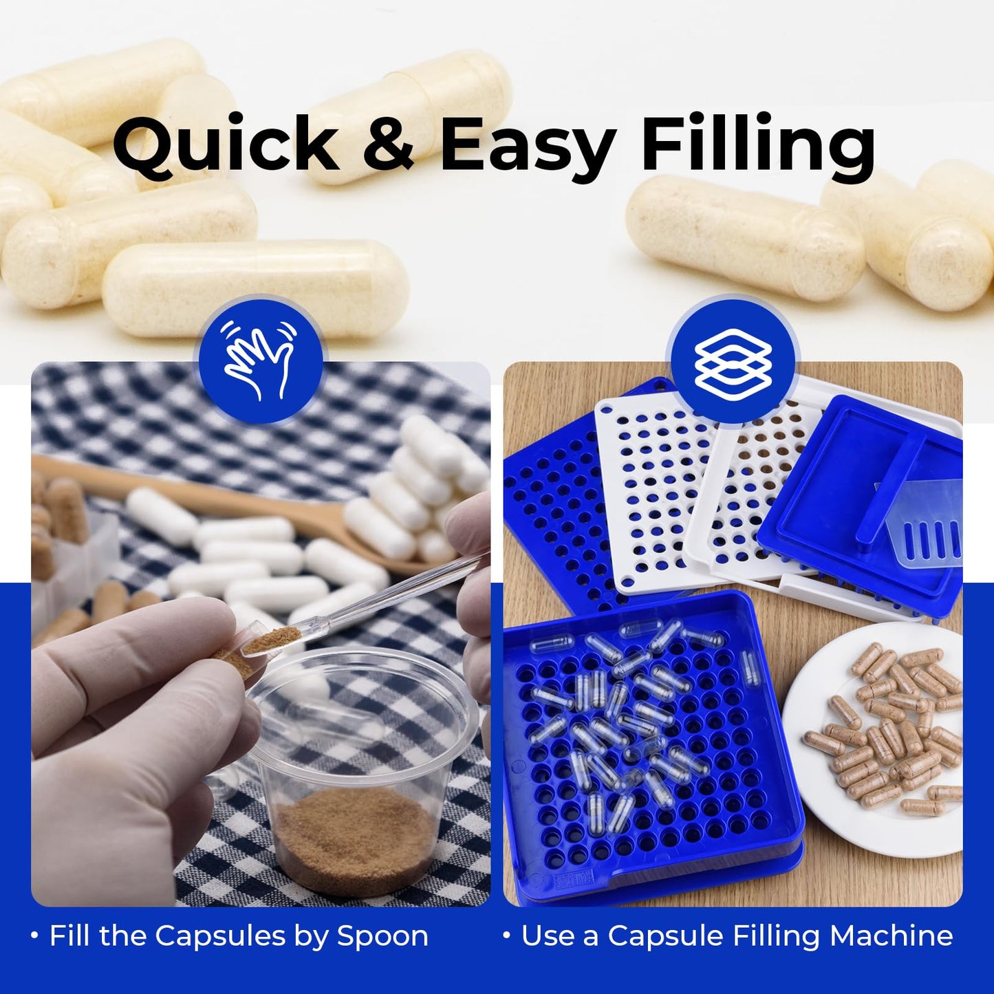 Atlemisme vegan capsules including micro filling spoons