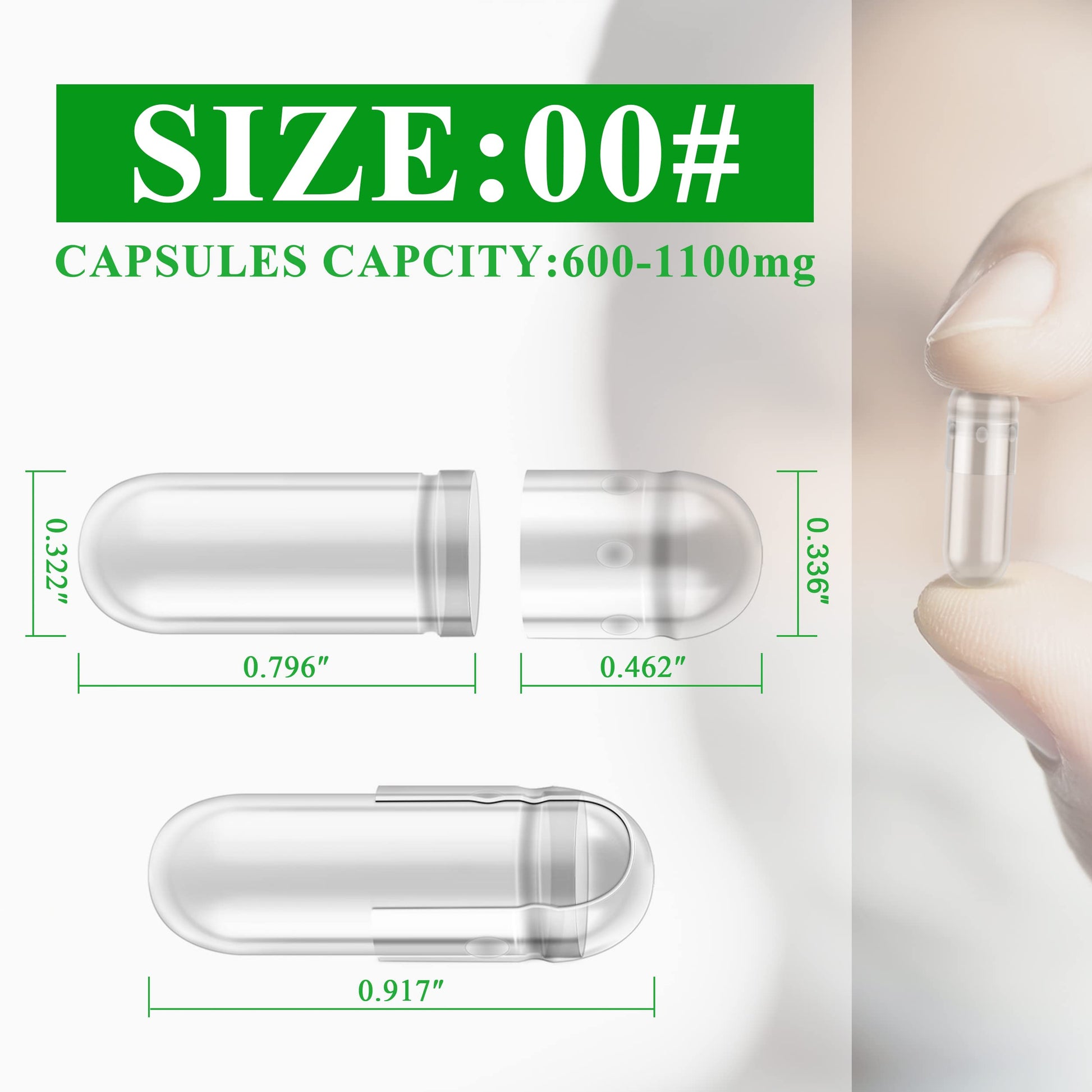 Close up of clear HPMC vegetable cellulose capsules