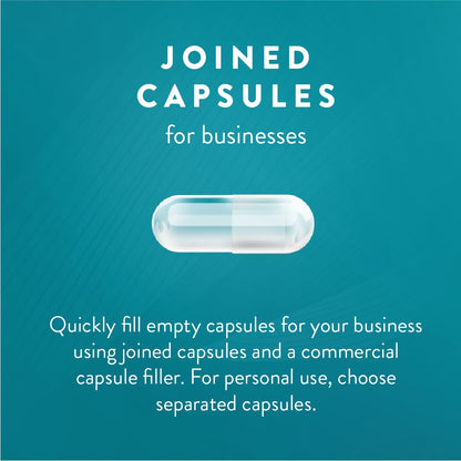 Close up of pre-joined PureCaps USA vegetable cellulose capsules