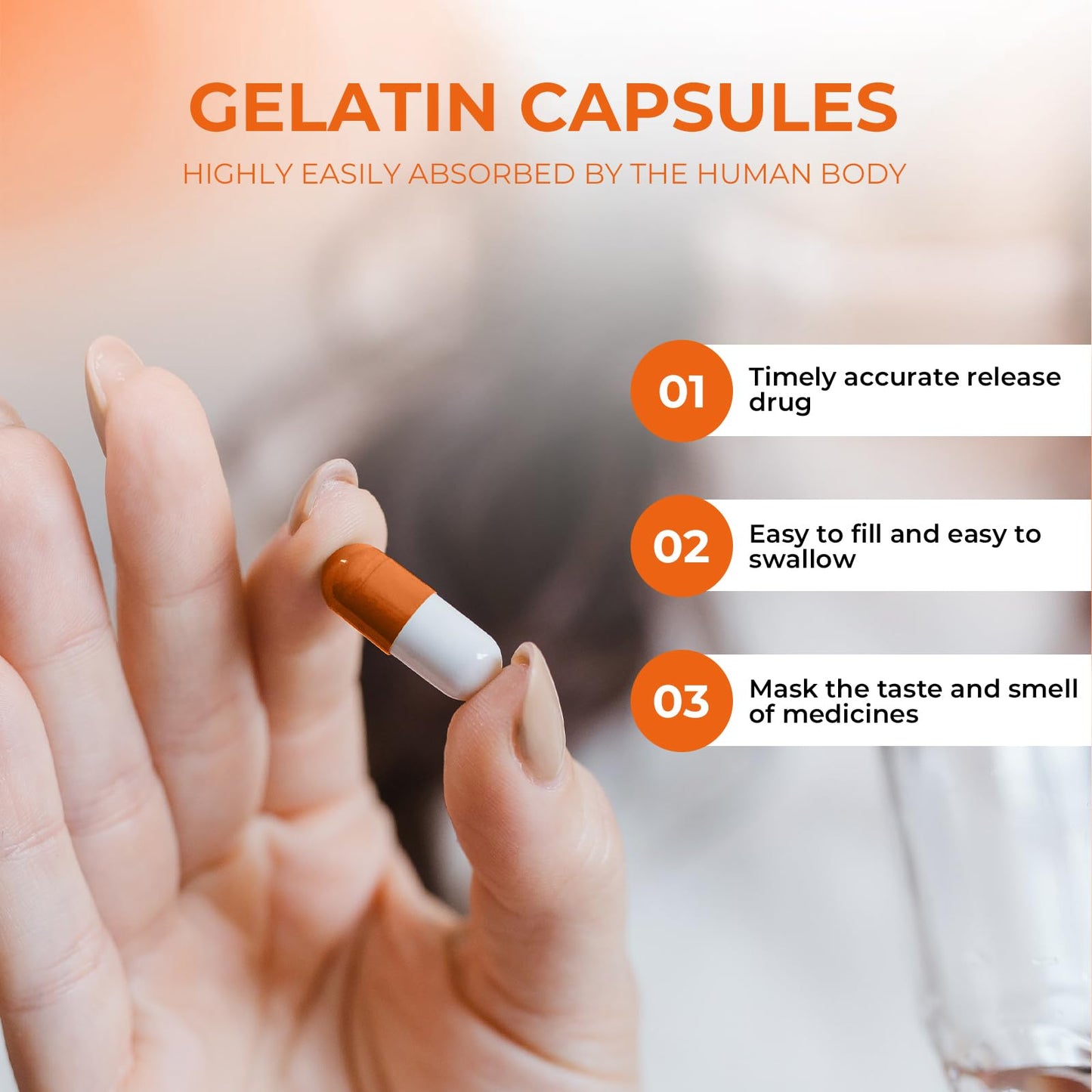 Empty pill capsules in transparent packaging