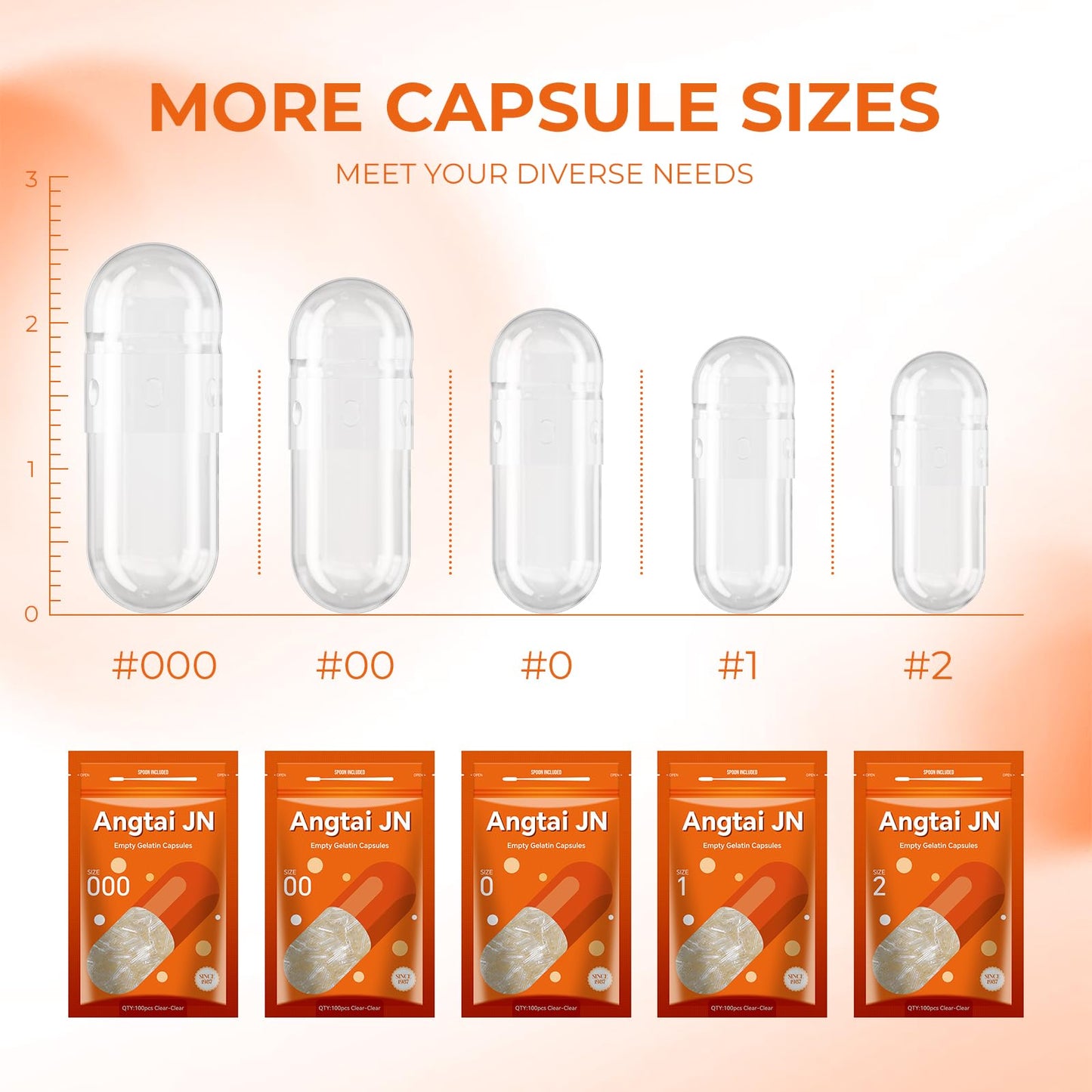 Side view of Angtai Jn gelatin capsule kit