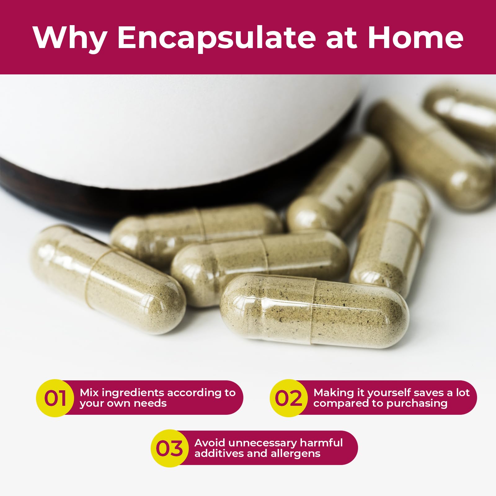 Atlemisme branded supplement encapsulation kit contents