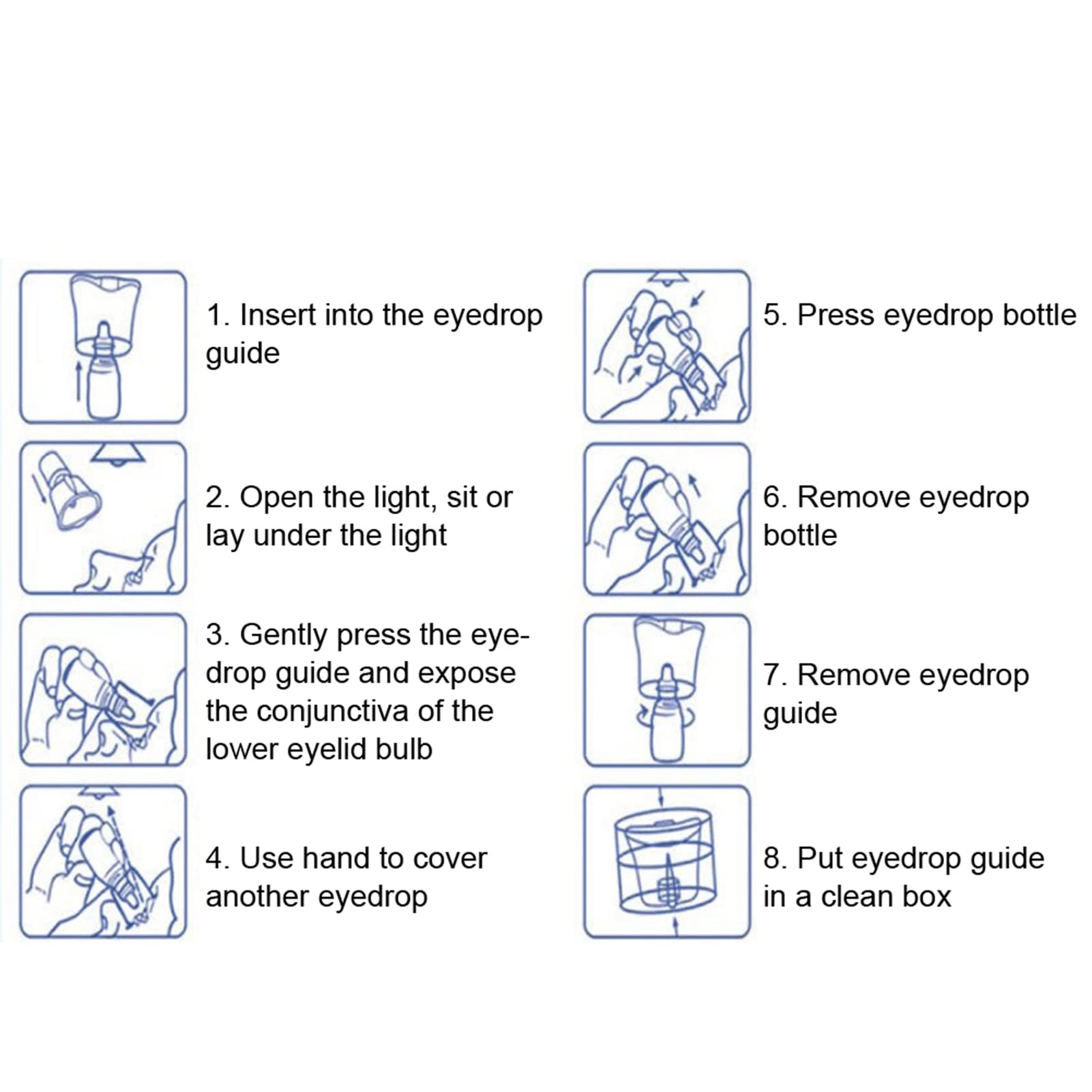 Jimfoty medical eye drop applicator displaying the unique targeted guide hole design
