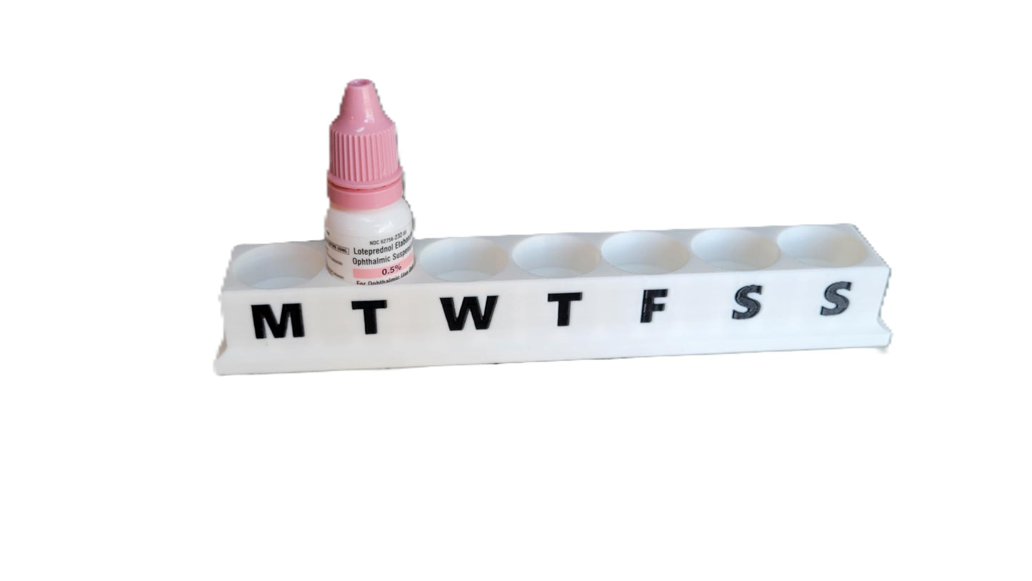 Znet3D lightweight durable plastic eye drop organizer setup on a bedside nightstand for nightly routines.