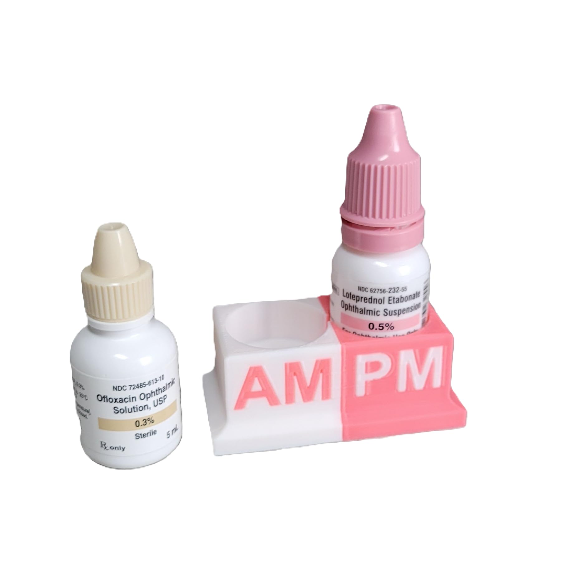 Znet3D morning and evening eye drop dispenser showing AM PM tracking labels