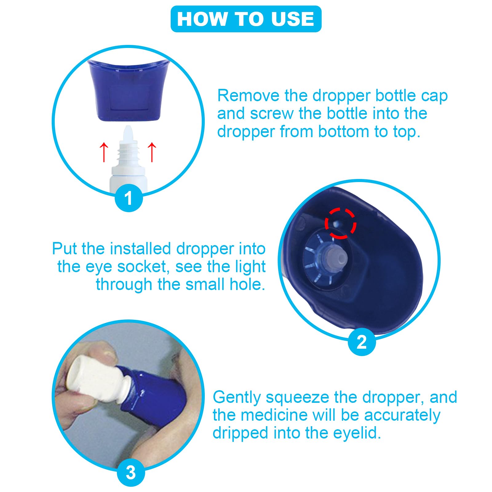 Premium imported eye drop guide helper for seniors displaying the durable ABS material structure.