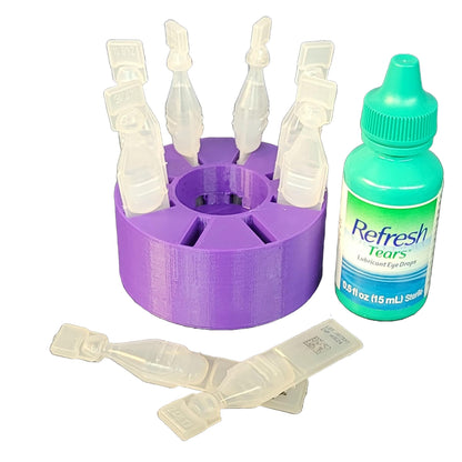Znet3D purple plastic stand holding an ophthalmic bottle securely