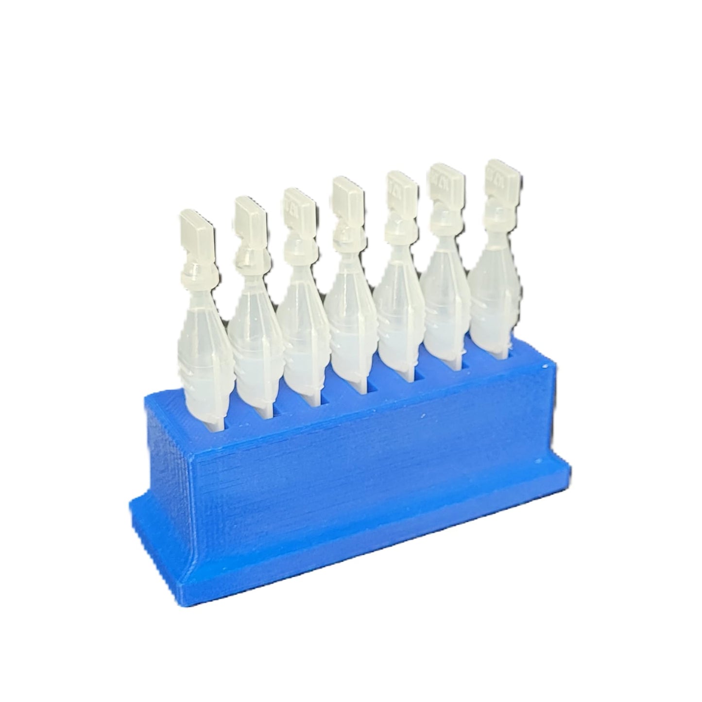 Top angle view of Znet3D blue 3D printed daily eye drop dosage storage unit