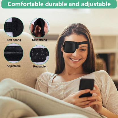 AMZVIO medical eyepatch displaying the wide adjustable headband strap close up