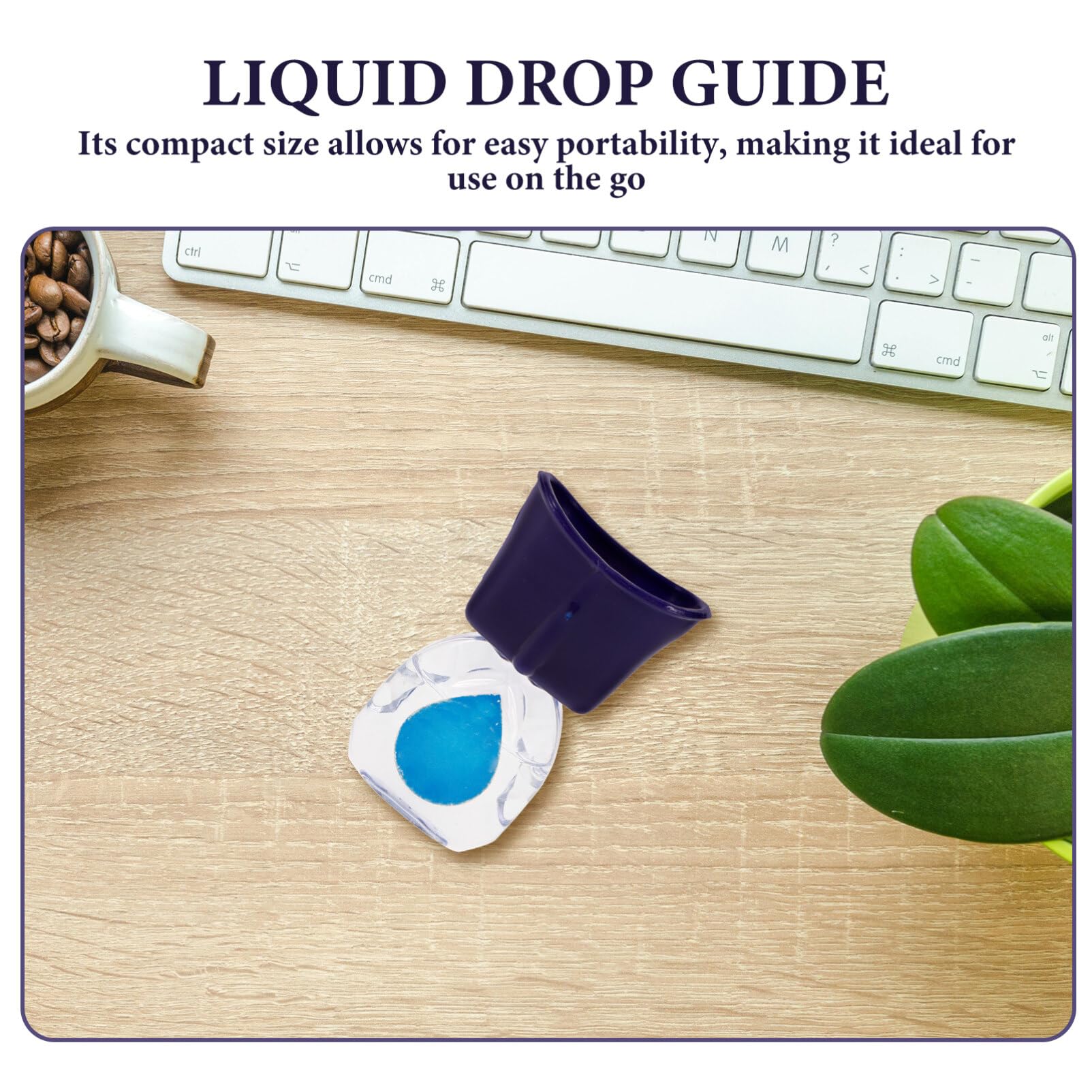 Compact blue Beavorty medication aid showing the secure grip mechanism for standard liquid droppers.