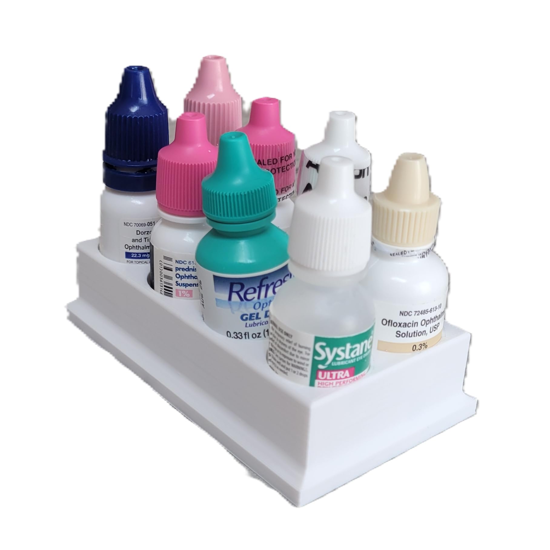 Side angle of Znet3D 8-slot storage stand showing premium 3D printed texture