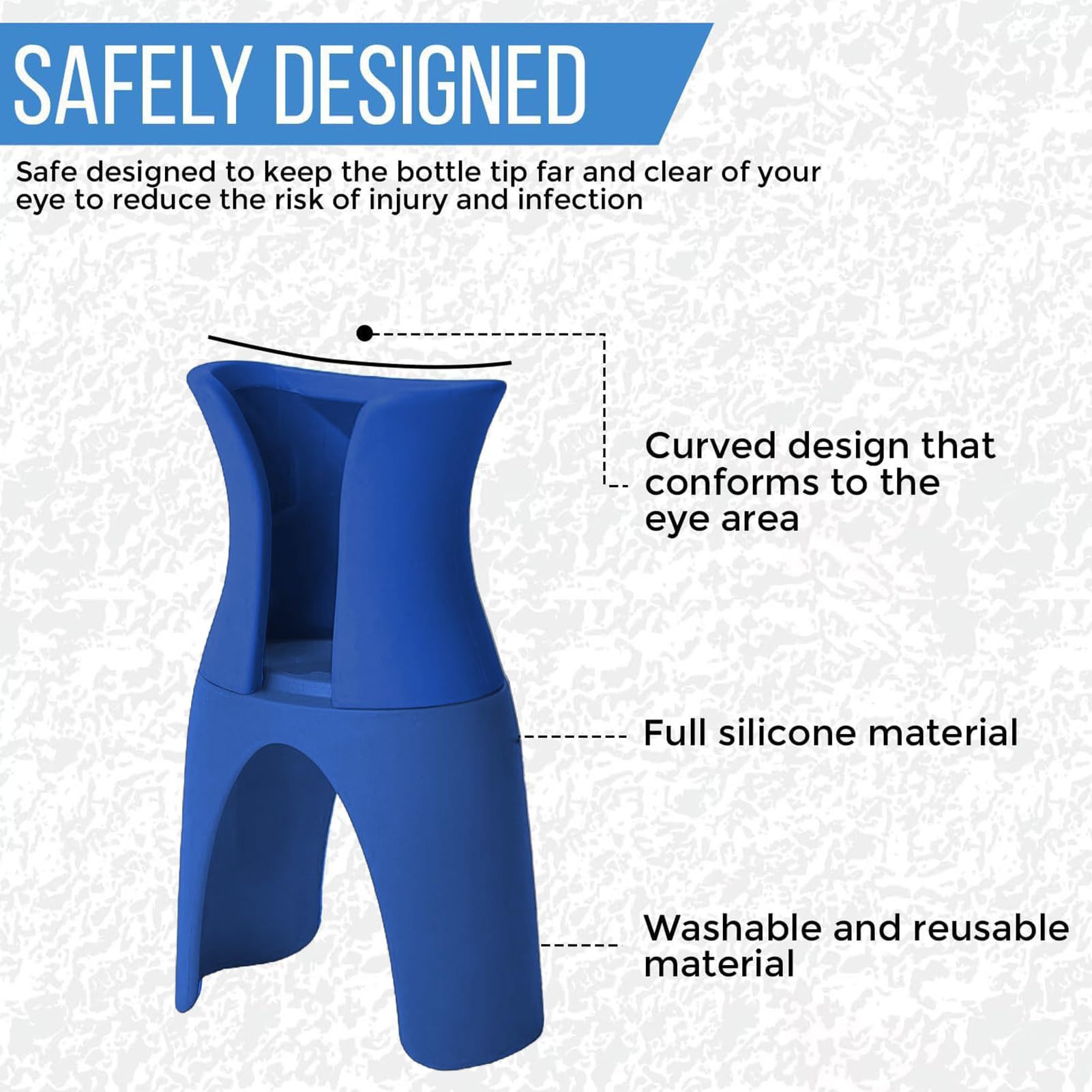 Hygienic eye dropper assistance tool being positioned near the eyebrow ridge