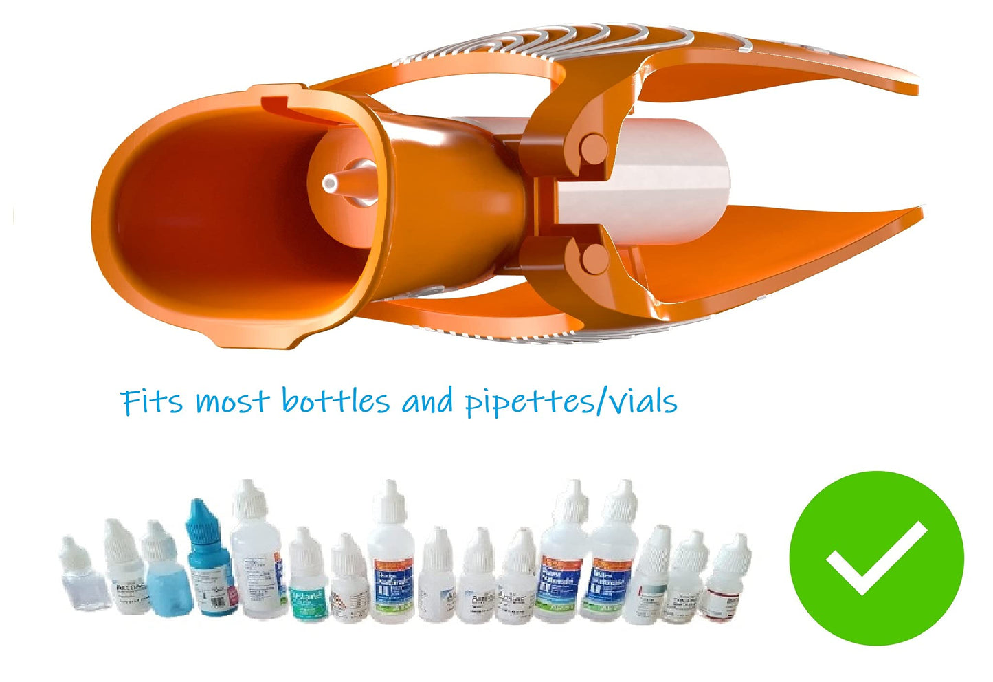 Side view of the orange Droppy universal pipette module for dexterity assistance