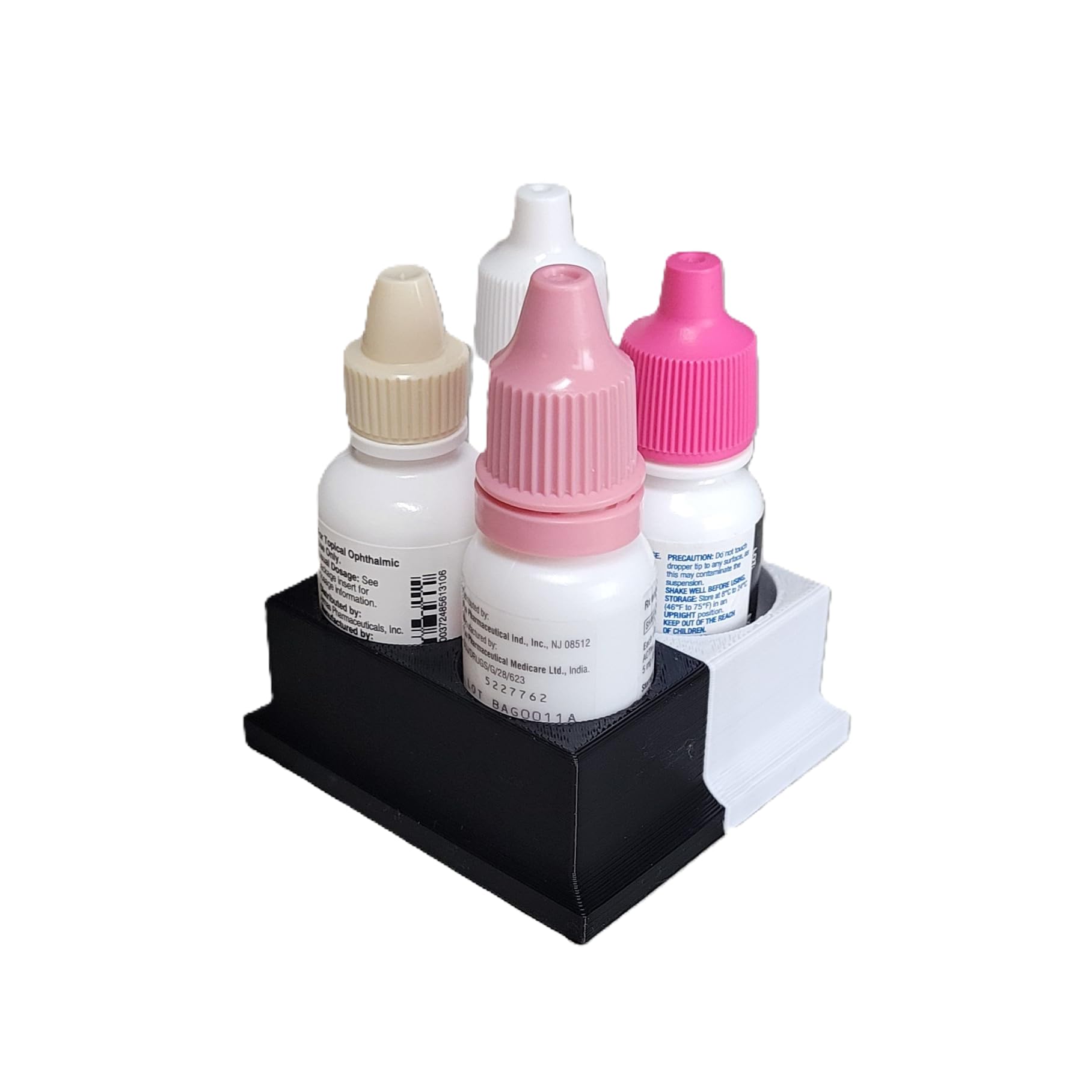 Eco friendly plastic multi slot eye care organizer on a bathroom counter setup