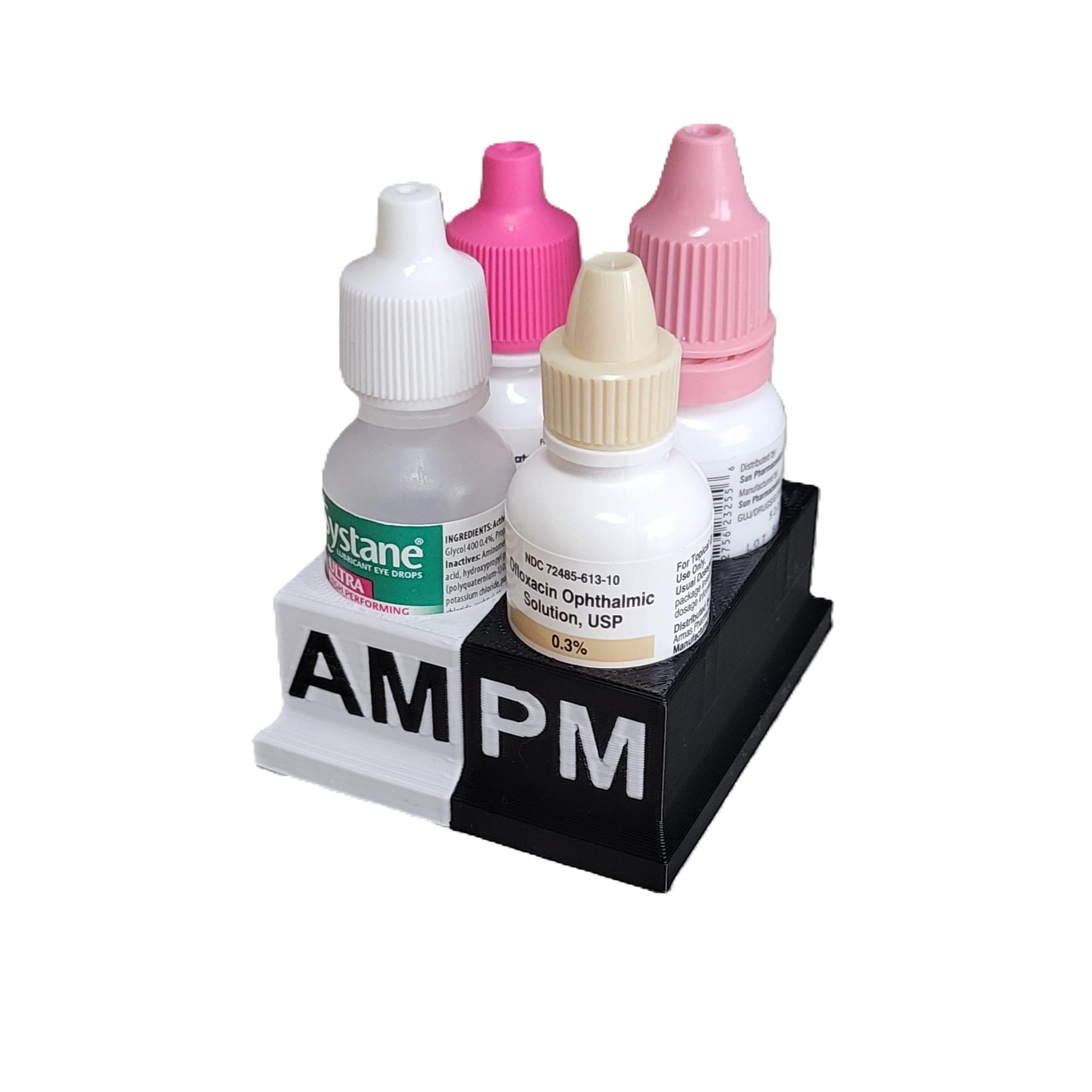 Znet3D medical desktop storage unit holding multiple dry eye relief bottles securely