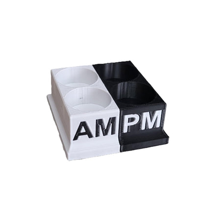 Side view of the four compartment morning evening eye drop tray container