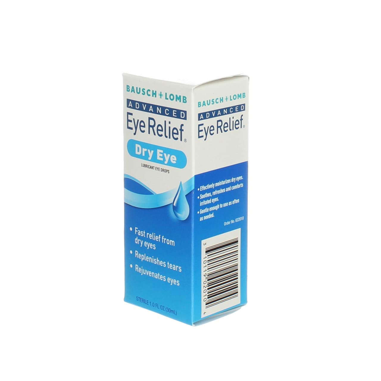 Close up of the single fluid ounce bottle nozzle for Bausch + Lomb eye drops